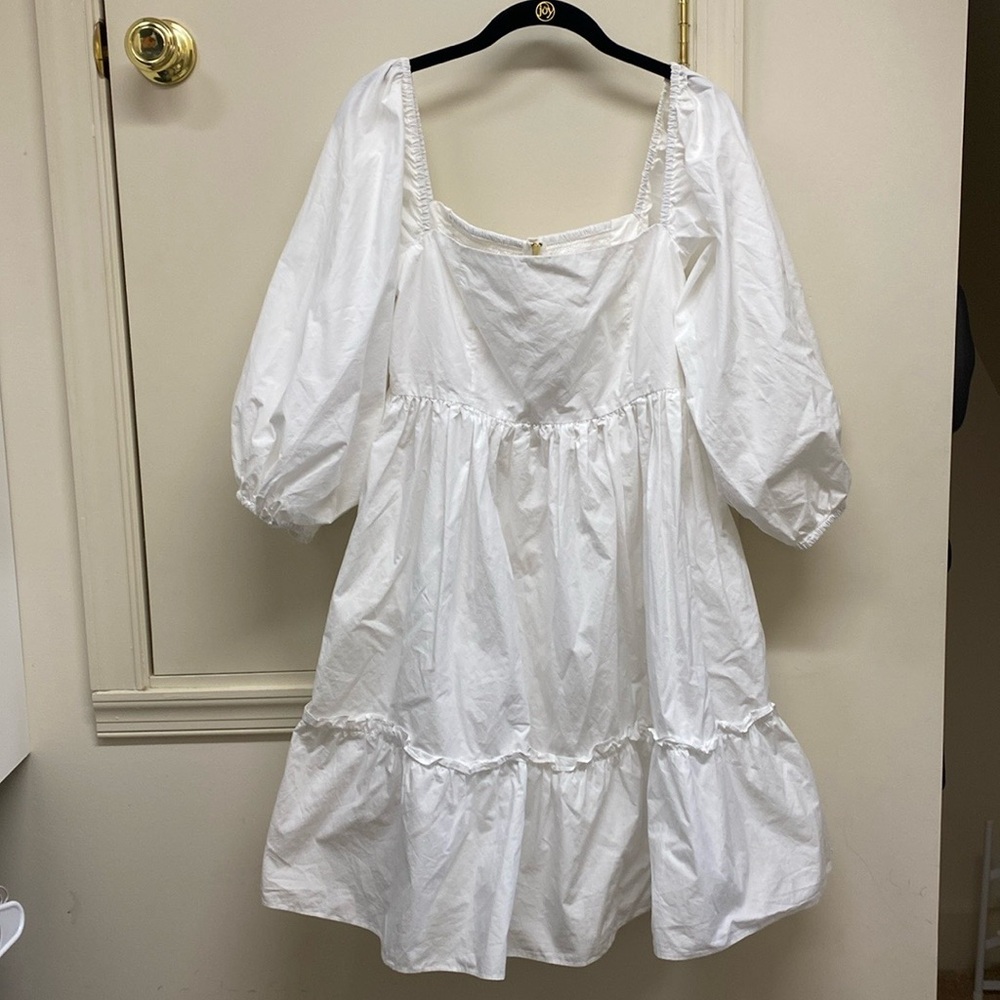 Cara Cara Sydney Puff Dress White **No Waist Tie**